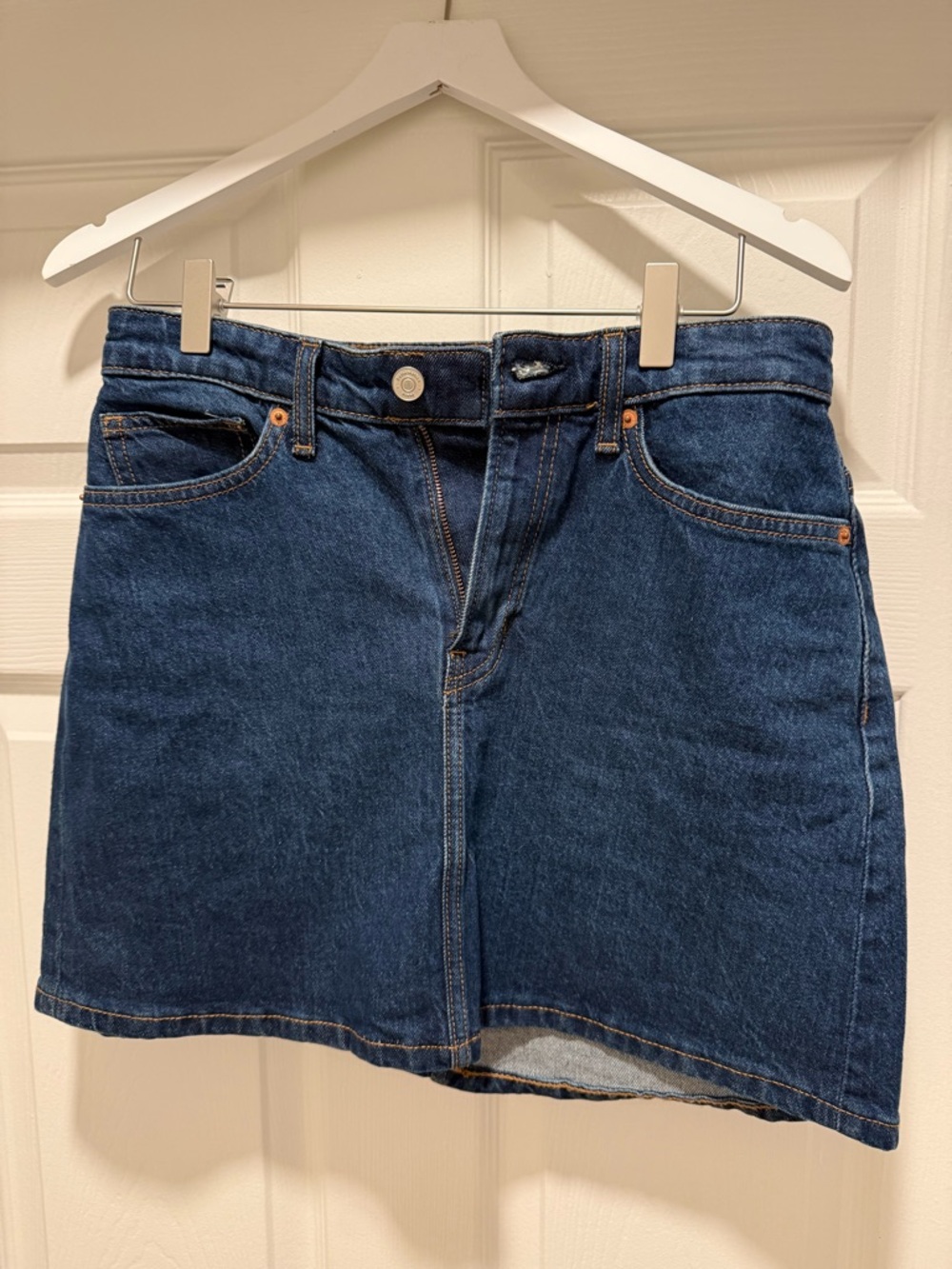 Reformation Dark Blue High-Rise Denim mini skirt